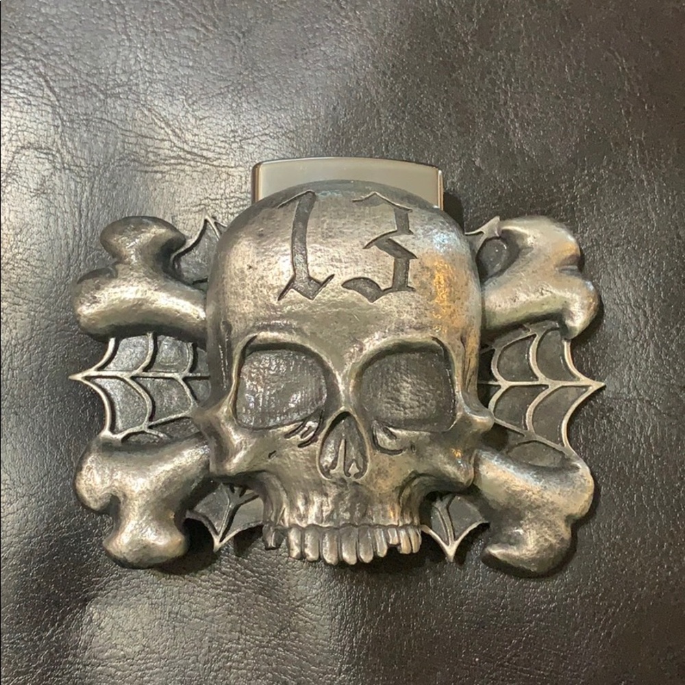 Lucky 13 skull belt buckle